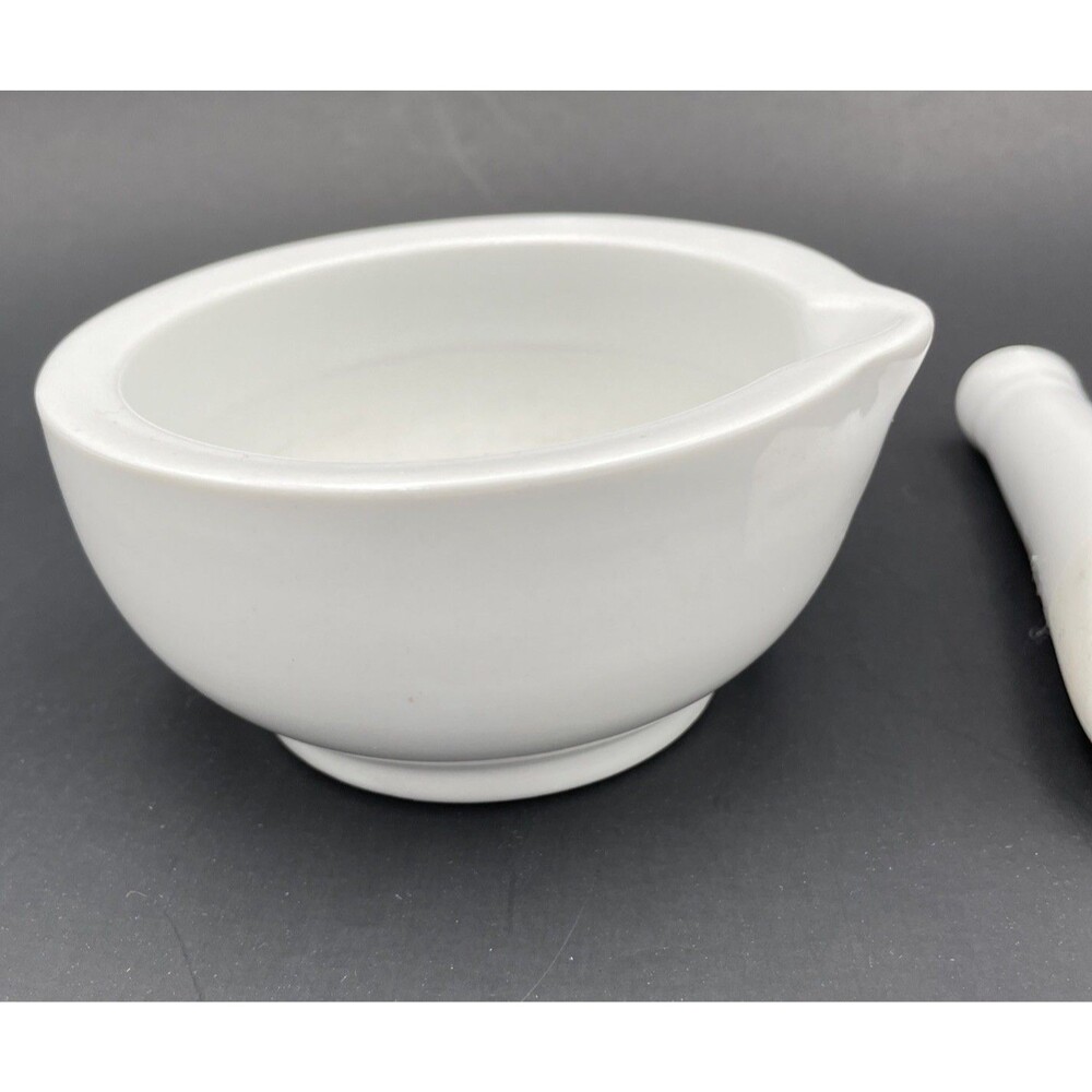 Vintage Porcelain/Ceramic Mortar and Pestle - White - Small 3.5" - Picture 7 of 9